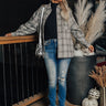 Start The Bonfire Embellished Plaid Jacket in Grey Curves Image - 1