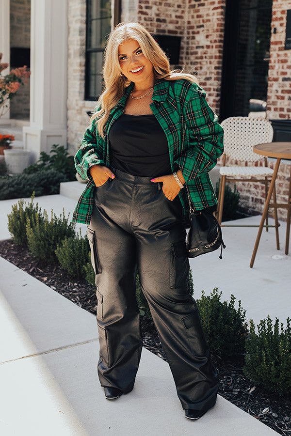 The Jenika High Waist Faux Leather Cargo Pants Curves Image - 1