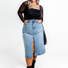 The Everly High Waist Denim Skirt Curves Image - 1