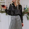 Milan Muse Rhinestone Satin Top In Black Image - 1