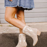 The Edith Faux Suede Cowboy Boot In Taupe Image - 1