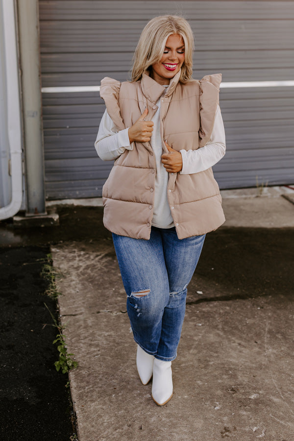 Autumn Treasure Puffer Vest In Iced Latte Curves Image - 2