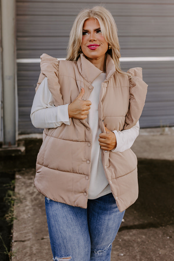 Autumn Treasure Puffer Vest In Iced Latte Curves Image - 1
