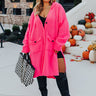 Start The Bonfire Duster Cardigan In Hot Pink Curves Image - 1