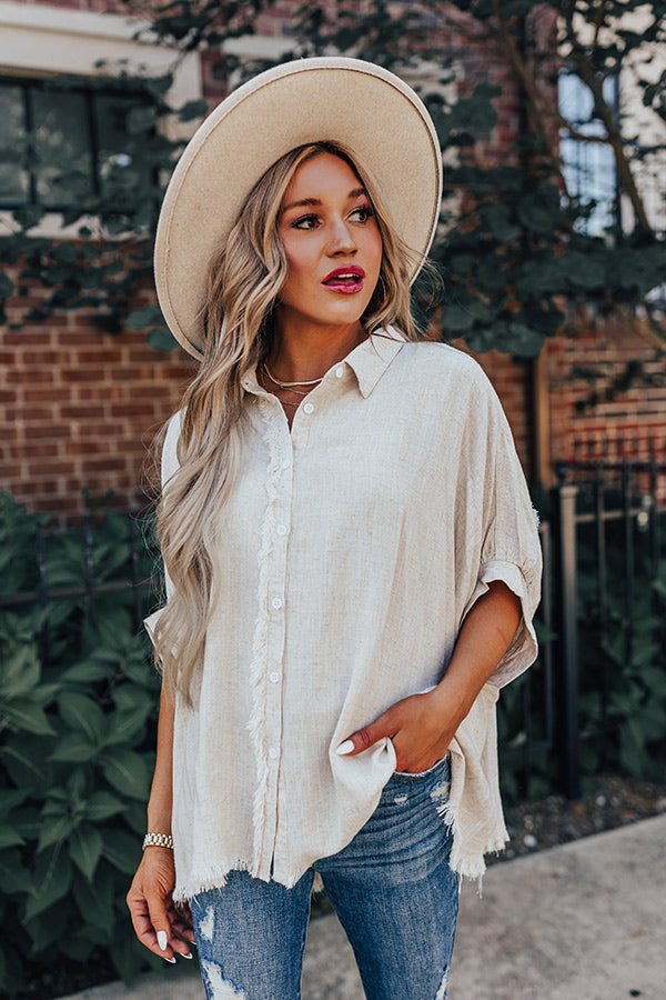 Hampton Button Up Linen-Blend Top Image - 1