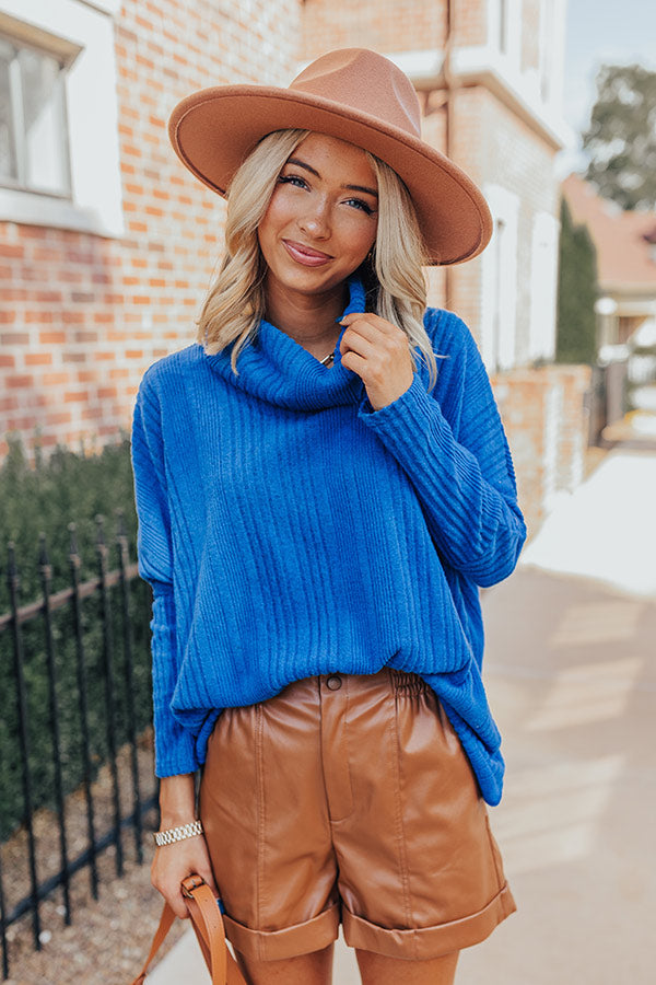 Cozy Weather Shift Sweater in Royal Blue Image - 2