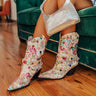 The Delilah Embellished Cowboy Boot in Ivory - Impressions Online Boutique