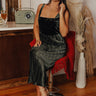 Red Wine Sipping Velvet Midi Image - 1