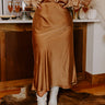 Sleek Sophistication Satin Skirt in Camel Curves Image - 1