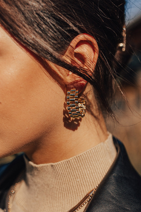 Stop Time Hoop Earrings Image - 3