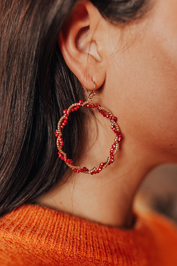 Meadow Melodies Hoop Earrings In Crimson