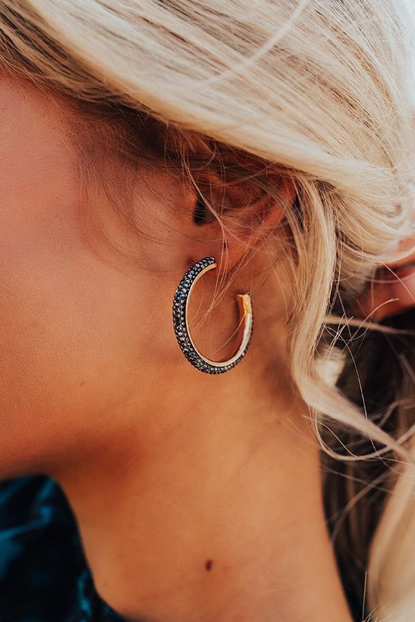 Feels Like Love Hoop Earrings In Black Image - 2