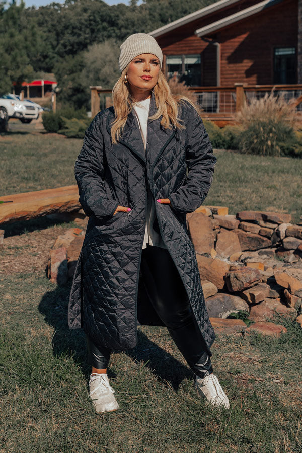 Chilly Wind Quilted Coat in Black Curves Image - 1