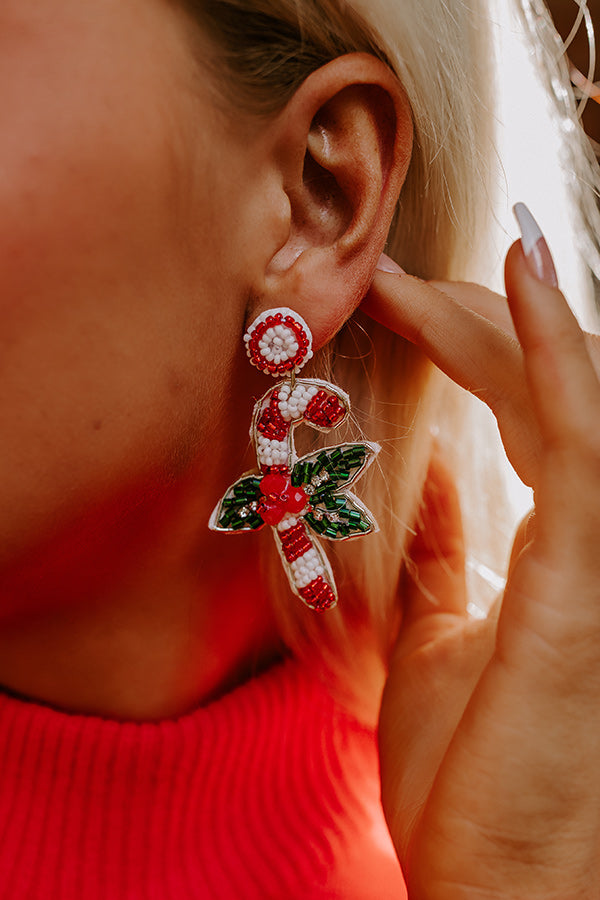 Candy Cane Wishes Beaded Earrings Image - 2