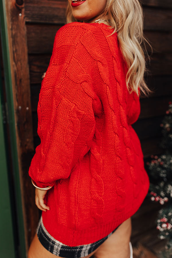 Fa La La Cable Knit Sweater In Red Curves Image - 2