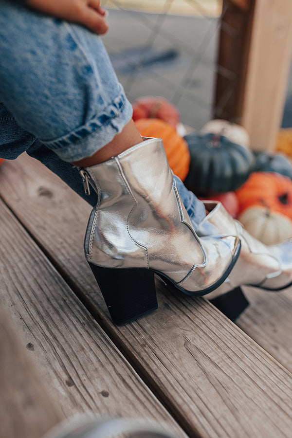The Kaylie Metallic Bootie In Silver Image - 3