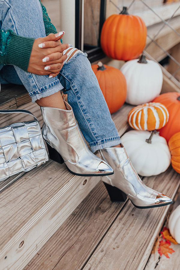 The Kaylie Metallic Bootie In Silver Image - 4