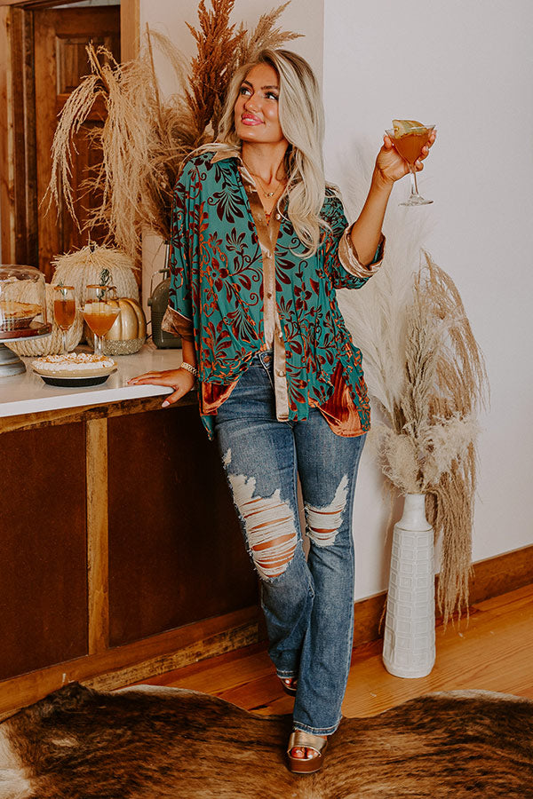 Punctual And Perfect Velvet Button Up Image - 1