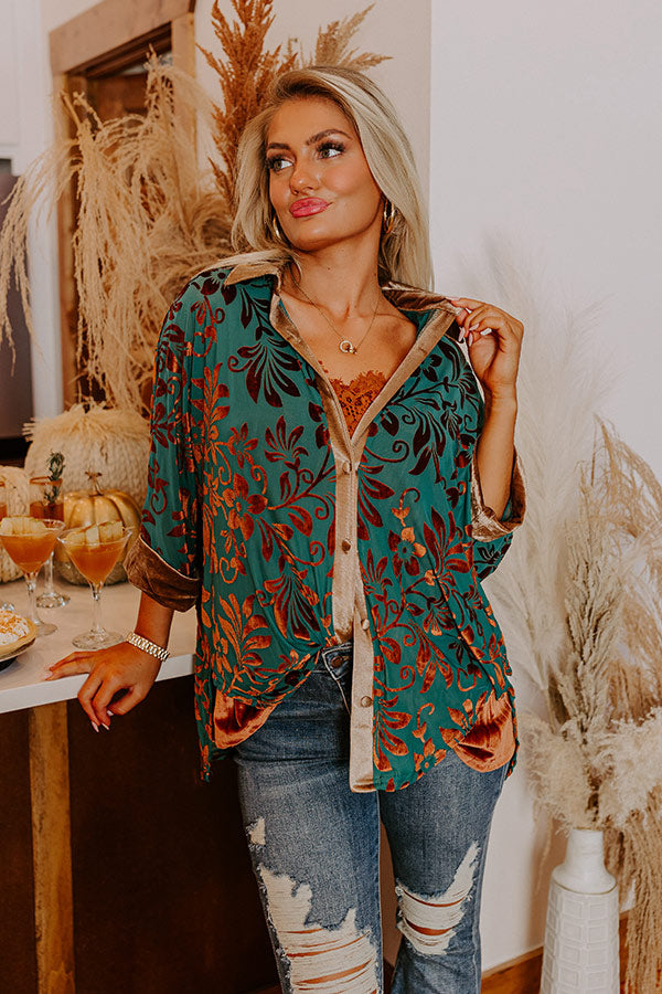 Punctual And Perfect Velvet Button Up Image - 2