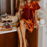 Modern Marvel Velvet Mini Dress In Rust Image - 1