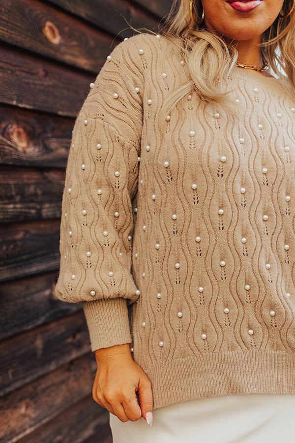 Chilly Wind Embellished Knit Sweater In Taupe Curves Image - 3