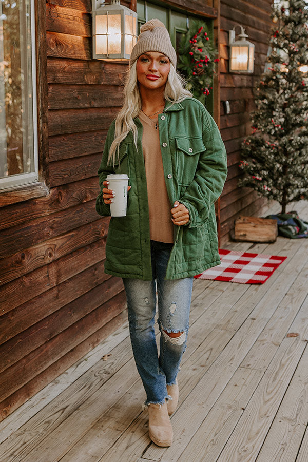 Woodsy Aroma Quilted Jacket in Hunter Green Image - 2