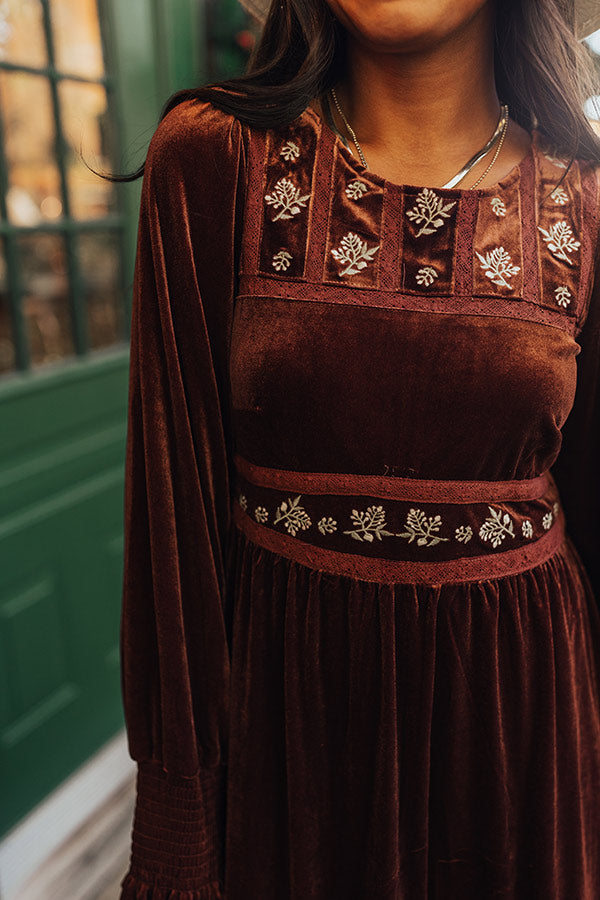 Autumn Date Night Velvet Embroidered Maxi Image - 2