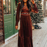 Autumn Date Night Velvet Embroidered Maxi Image - 1