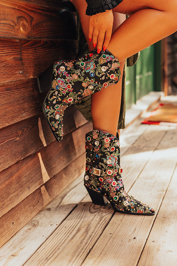The Delilah Embellished Cowboy Boot in Black Image - 1