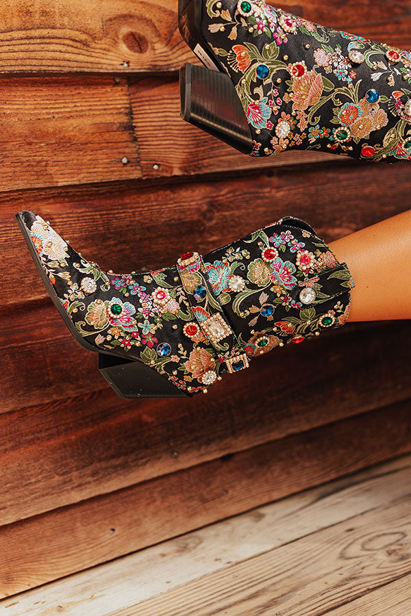 The Delilah Embellished Cowboy Boot in Black Image - 4