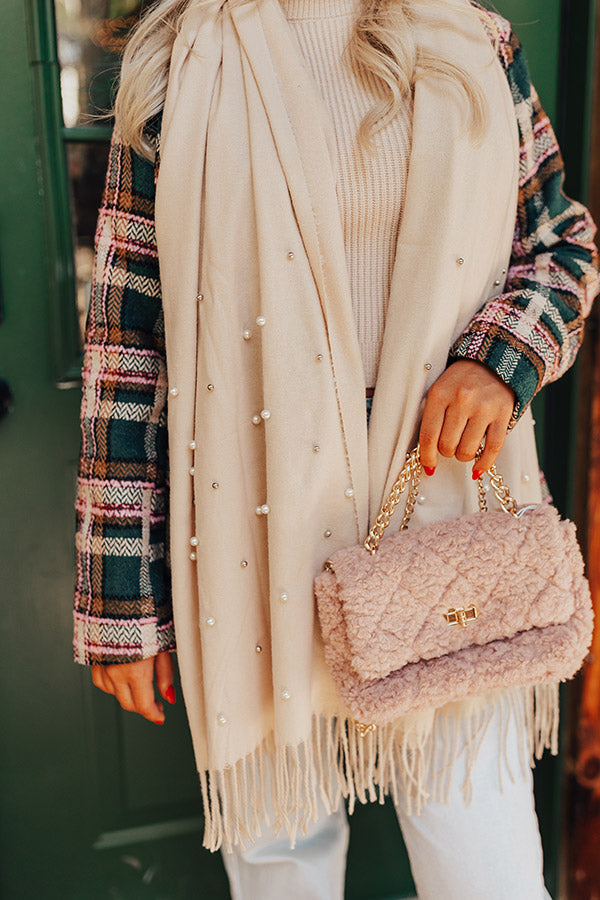 Escape To Comfort Embellished Scarf In Cream Image - 1