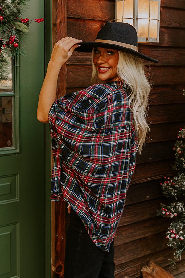 So Plaid You're Mine Button Up in Black Image - 3