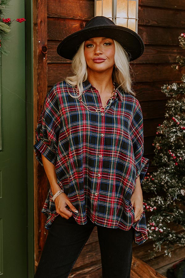 So Plaid You're Mine Button Up in Black Image - 2