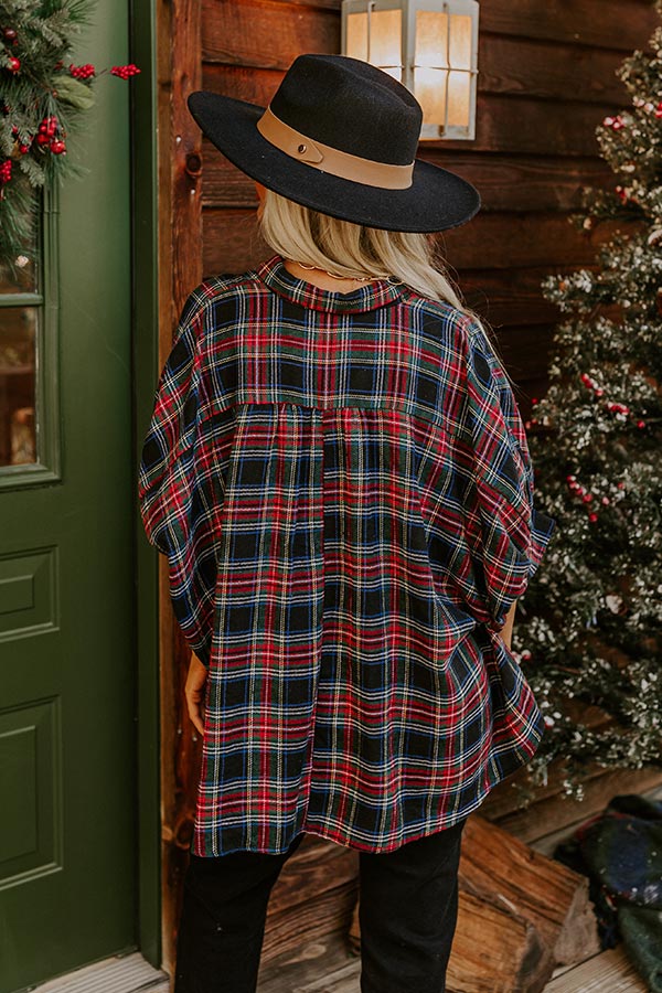So Plaid You're Mine Button Up in Black Image - 4