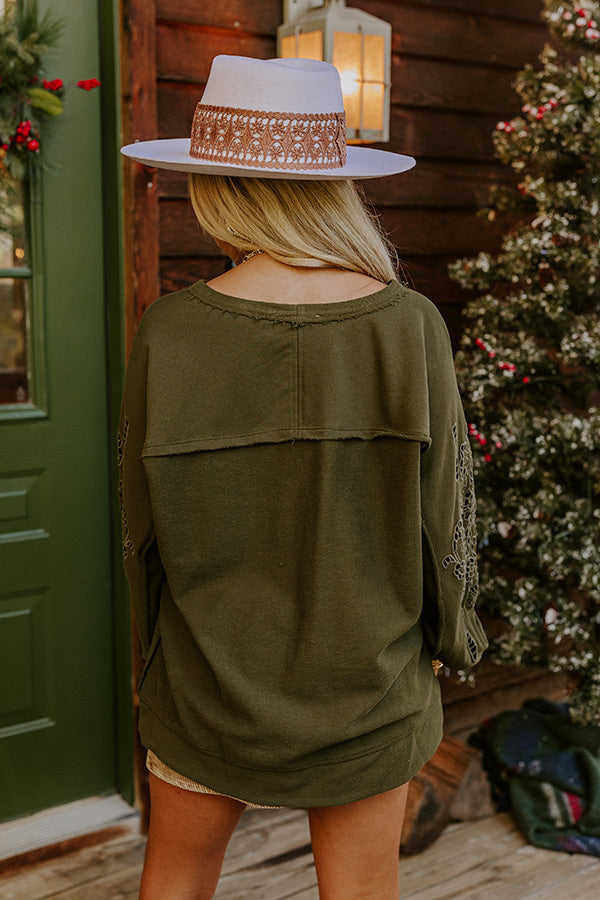 Ojai Afternoon Embroidered Top In Olive Image - 4