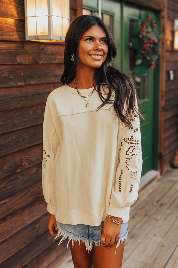 Ojai Afternoon Embroidered Top In Cream Image - 4