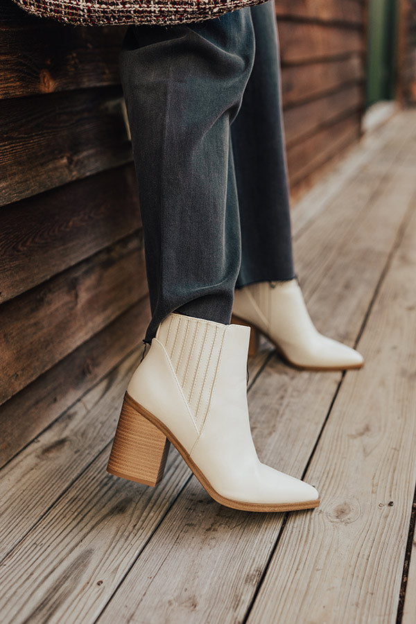 The Benett Faux Leather Bootie in Cream Image - 2
