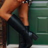 The Elanor Faux Suede Knee High Boot in Black Image - 1