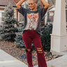 Risen The Eras High Waist Distressed Jean In Wine Image - 1