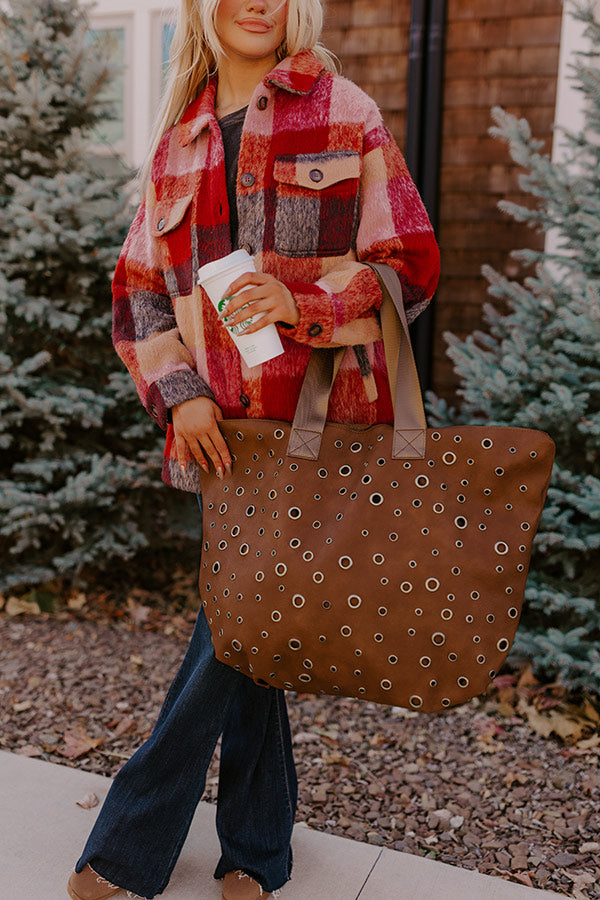 The Bristol Faux Leather Tote In Brown Image - 1