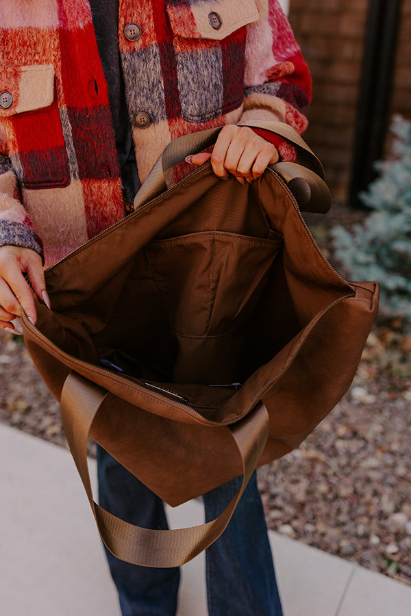 The Bristol Faux Leather Tote In Brown Image - 3
