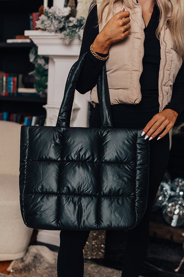 Latte Break Puffer Tote In Black