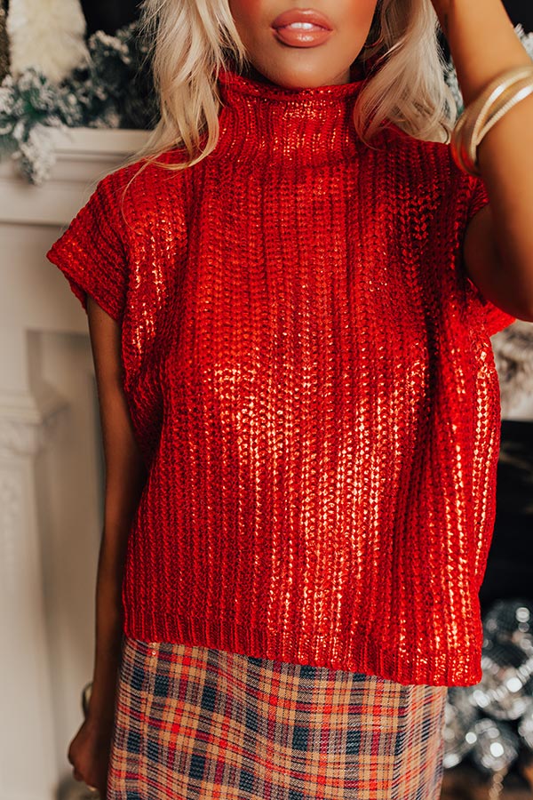 Wine Tasting Metallic Sweater Top in Red Image - 3