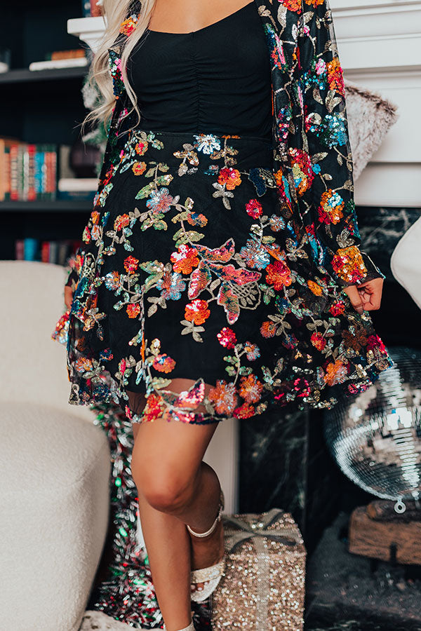 Fan of Floral Sequin Skirt Image - 4