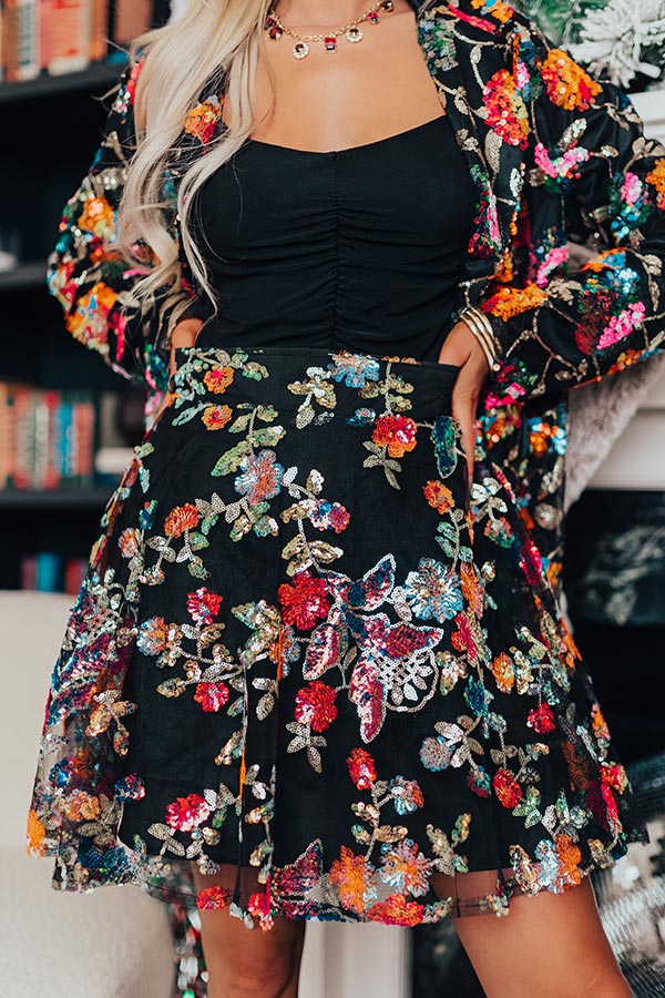 Fan of Floral Sequin Skirt Image - 1