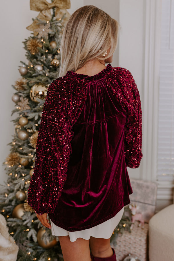 Simple & Elegant Velvet Top In Merlot Image - 4