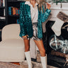 Party Zone Two Tone Sequin Blazer in Teal Image - 1