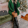 Toasty Times Metallic Knit Cardigan In Green Image - 1