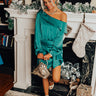 Statement Maker Satin Mini Dress In Hunter Green Image - 1