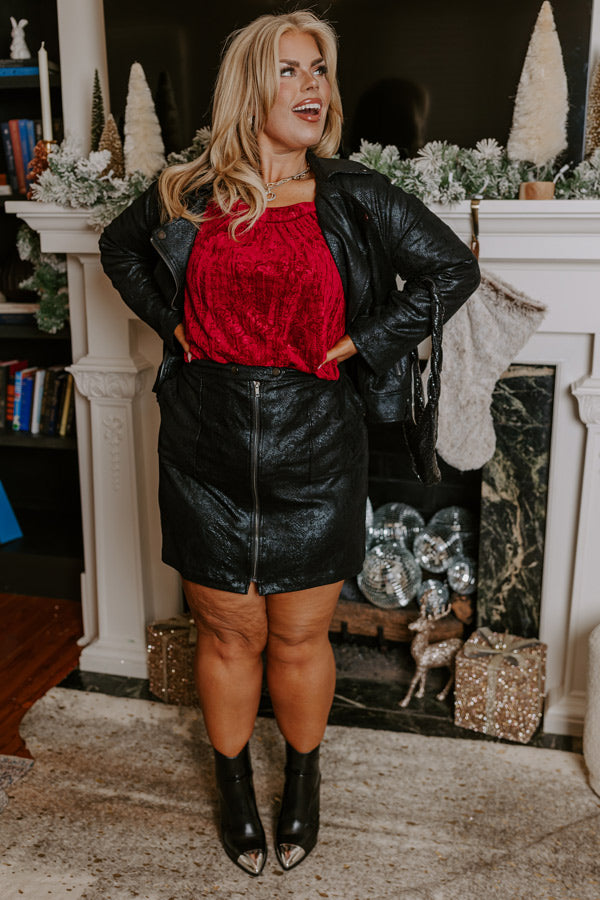 Glamour Galore Velvet Top In Wine Curves Image - 5